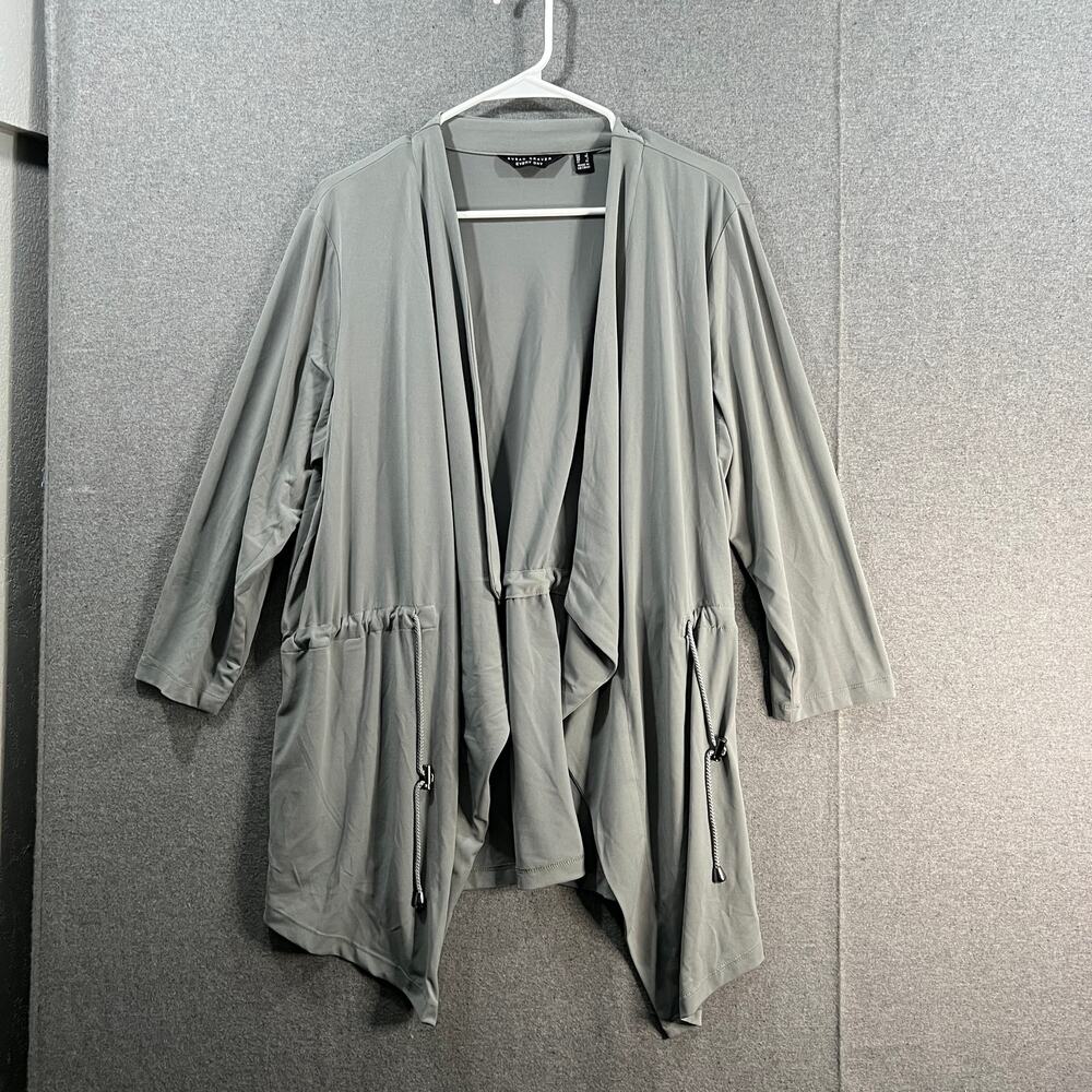 Susan Graver Liquid Knit Anorak Style Cardigan Silver Mist Size Large